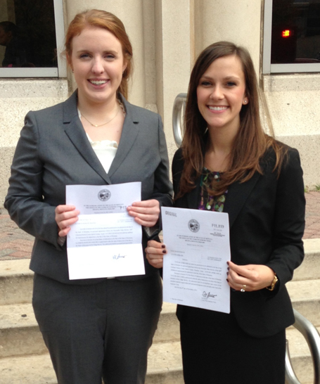 Gray Reed attorneys Katie English and Taylor Lamb at their swearing in ceremony to the Montana Bar.